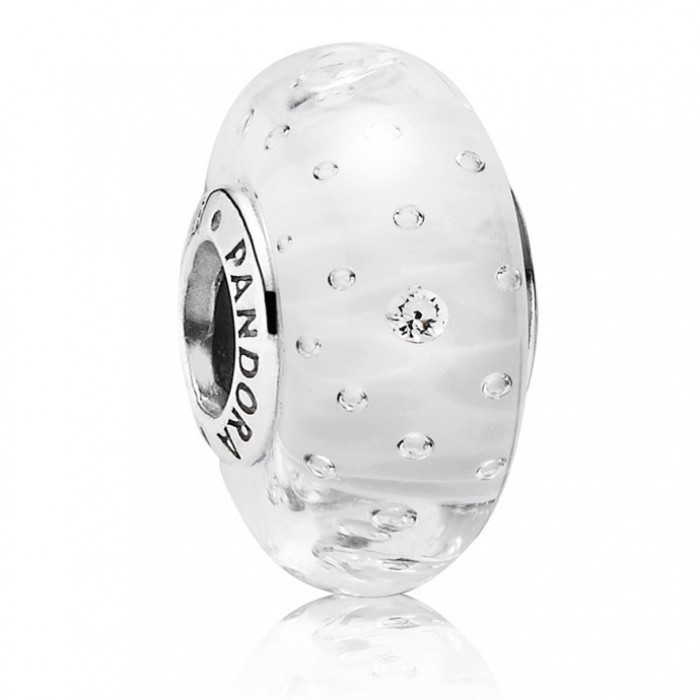 Pandora Beads-Murano Glass And White Fizzle-Charm