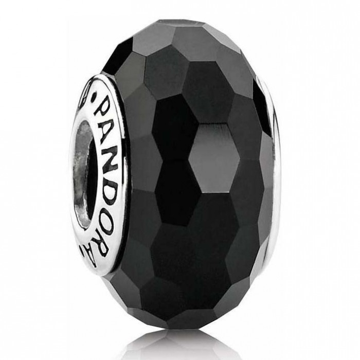 Pandora Beads-Murano Glass Black Faceted-Charm