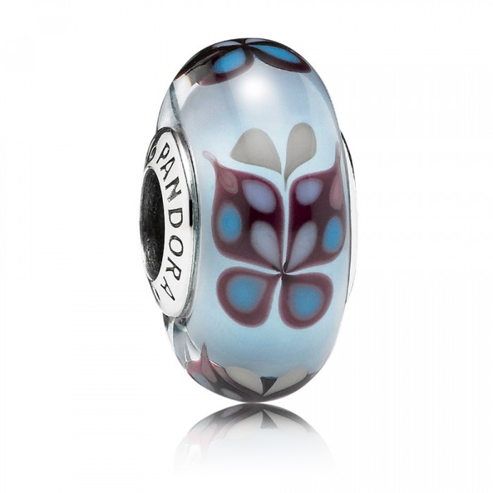 Pandora Beads-Murano Glass Blue Butterfly Butterfly-Charm