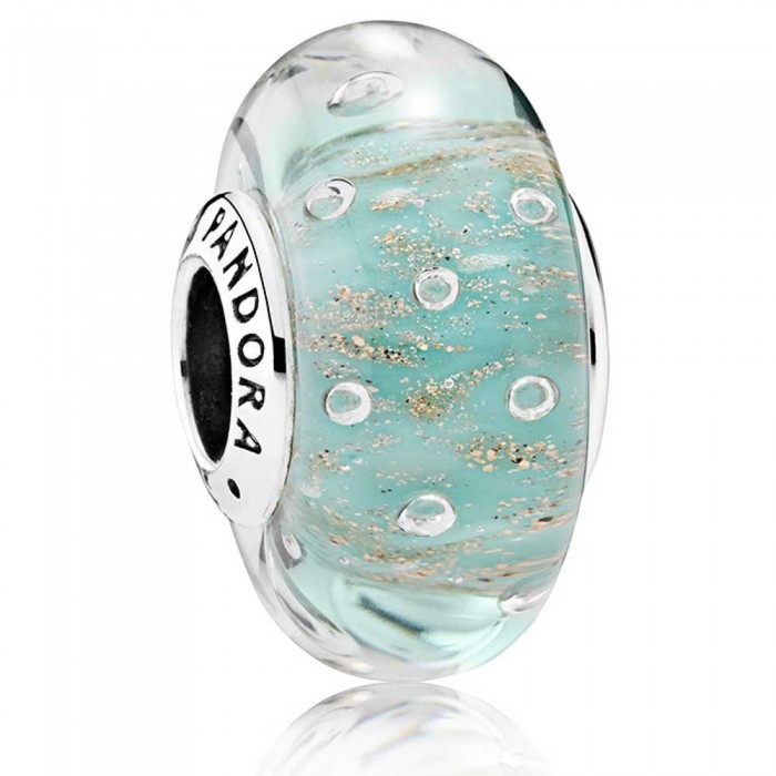 Pandora Beads-Murano Glass Mint Glitter-Charm