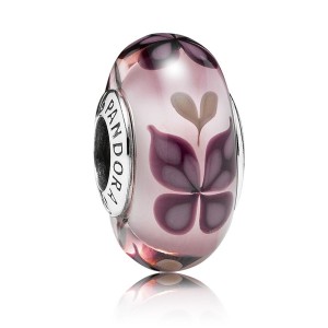 Pandora Beads-Murano Glass Pink Butterfly Butterfly-Charm