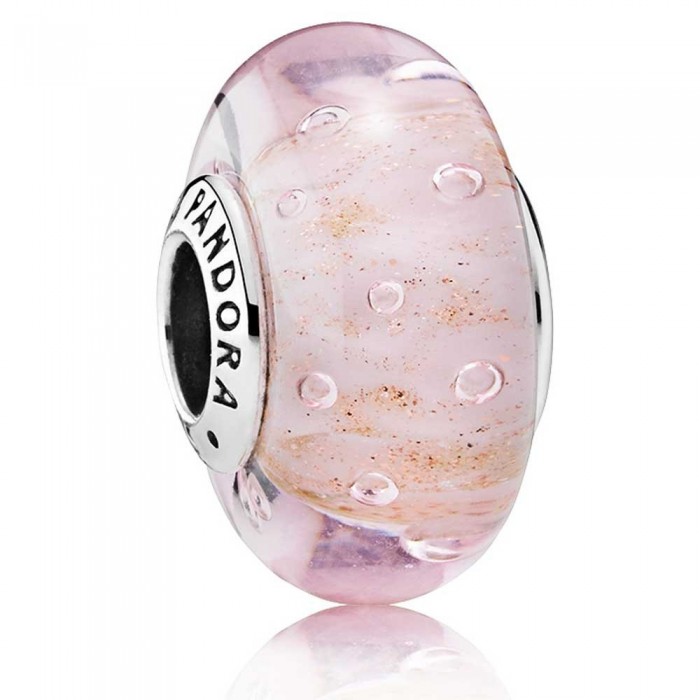 Pandora Beads-Murano Glass Pink Glitter-Charm
