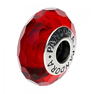 Pandora Beads-Murano Glass Red Faceted-Charm