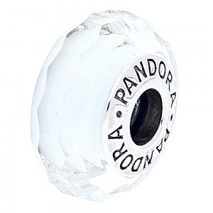Pandora Beads-Murano Glass White Facted-Charm
