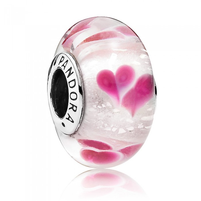 Pandora Beads-Murano Glass Wild Hearts Love-Charm