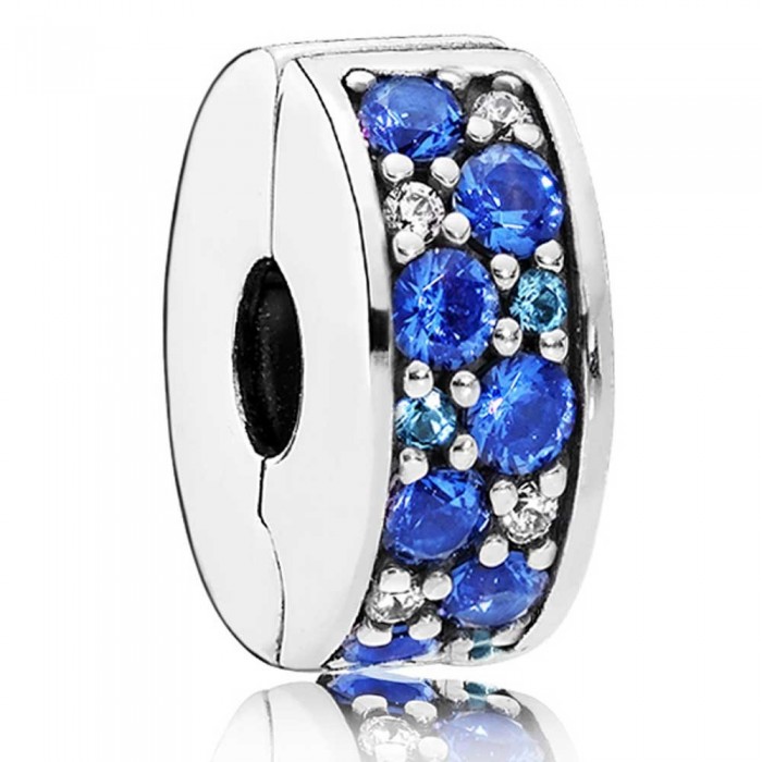 Pandora Clips-Blue Mosaic Shining Elegance-Cubic Zirconia
