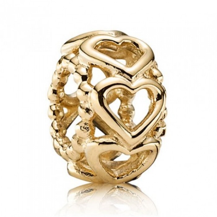 Pandora Spacers-Hearts Love-Gold