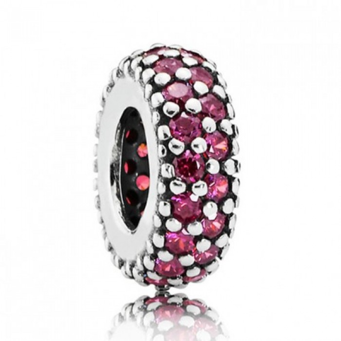 Pandora Spacers-Red-Silver