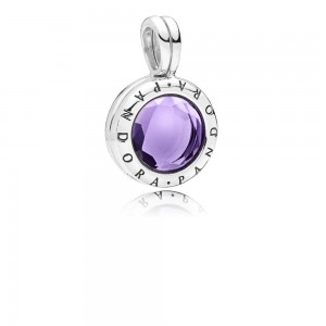 Pandora Charm-Faceted Locket Dangle-Synthetic Amethyst