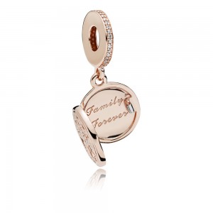 Pandora Charm-Family Roots Dangle-Rose-Clear CZ