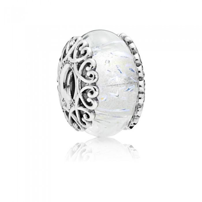 Pandora Charm-Iridescent White Glass