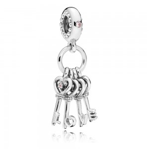 Pandora Charm-Keys of Love Dangle-Red CZ-Multi-Colored Crystals