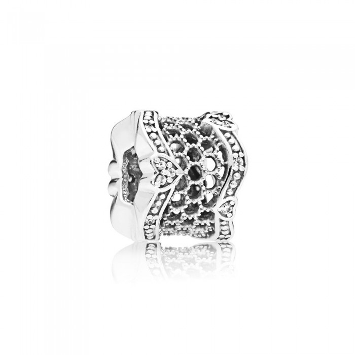 Pandora Charm-Lace of Love Spacer-Clear CZ