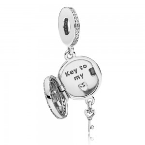 Pandora Charm-Regal Love Key Dangle-Clear CZ