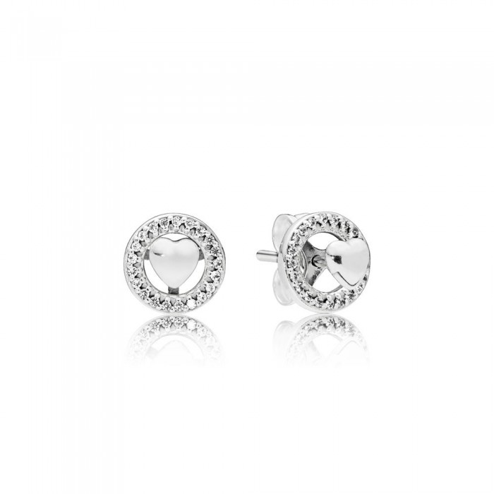 Pandora Earring-Forever Hearts-Clear CZ