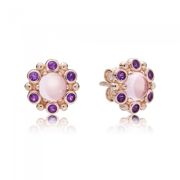 Pandora Earring-Heraldic Radiance-Rose Pink-Purple Crystals