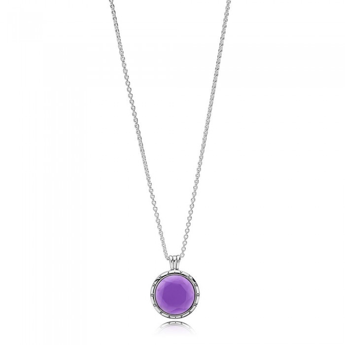 Pandora Necklace-Faceted Locket-Synthetic Amethyst