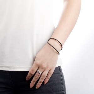 Pandora Bracelet-Black Triple-Leather