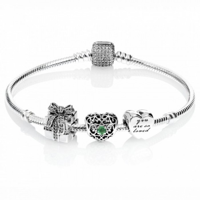 Pandora Bracelet-May Birthstone Birthstone Complete-Silver