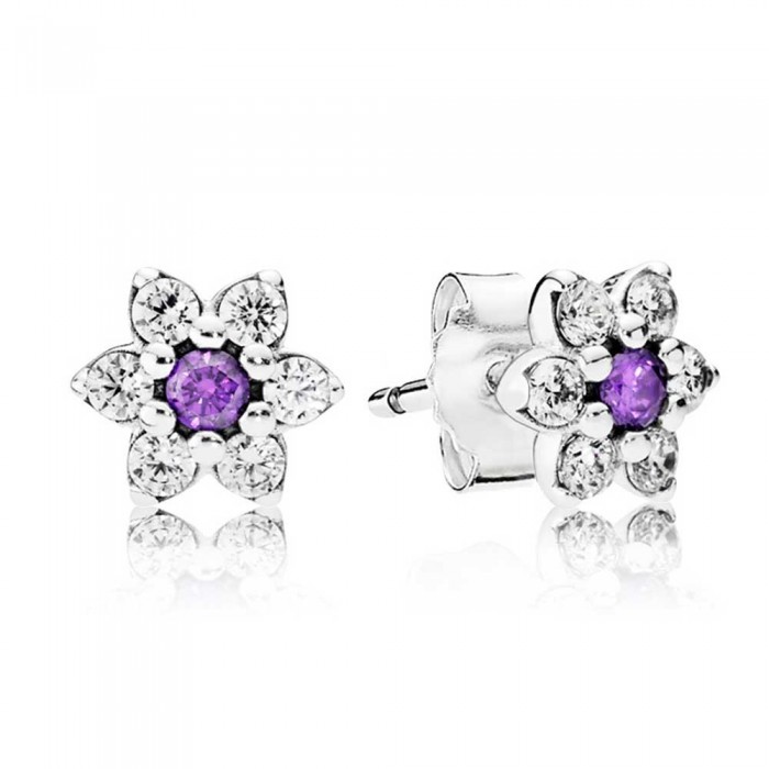 Pandora Earring-Forget Me Not Floral Stud-CZ