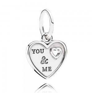 Pandora Necklace-You And Me' Heart Dropper Love Pendant