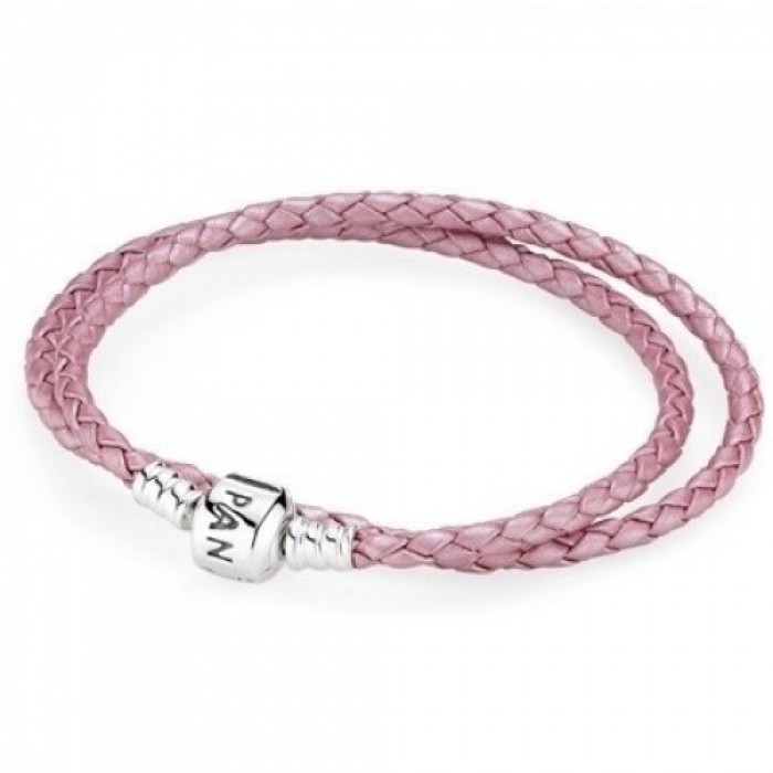 Pandora Bracelet-And Pink Braided-925 Silver