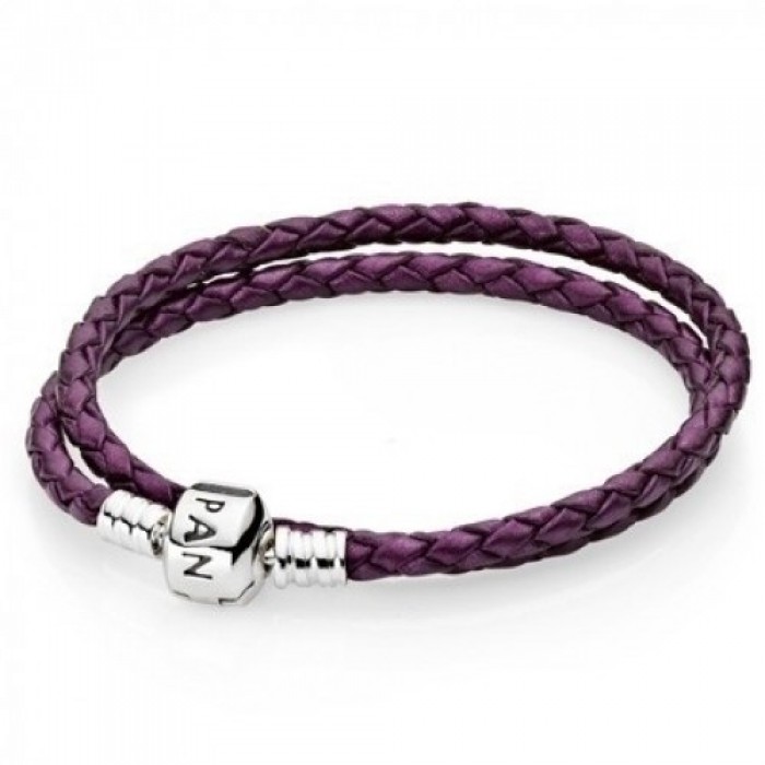 Pandora Bracelet-And Purple Braided-925 Silver