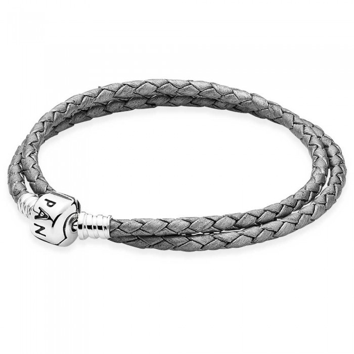 Pandora Bracelet-Grey Double-Leather