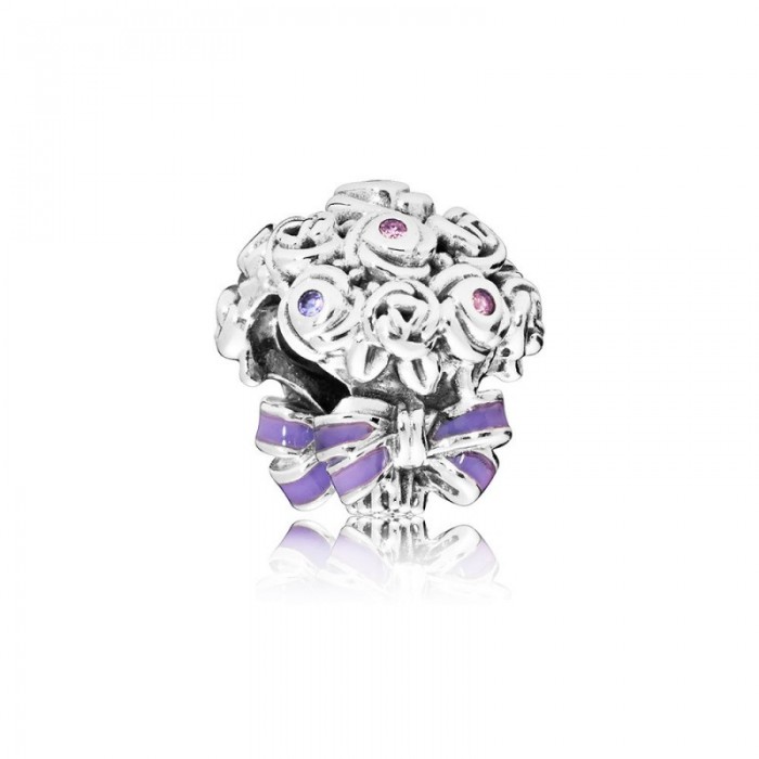 Pandora Charm-Celebration Bouquet-Lilac RosePink Crystals Purple Enamel