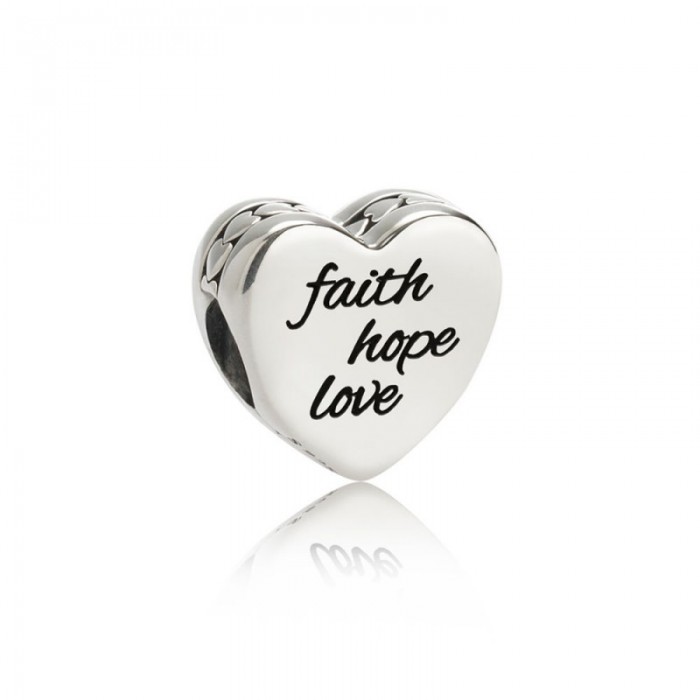 Pandora Charm-Faith-Hope-Love-Black Enamel