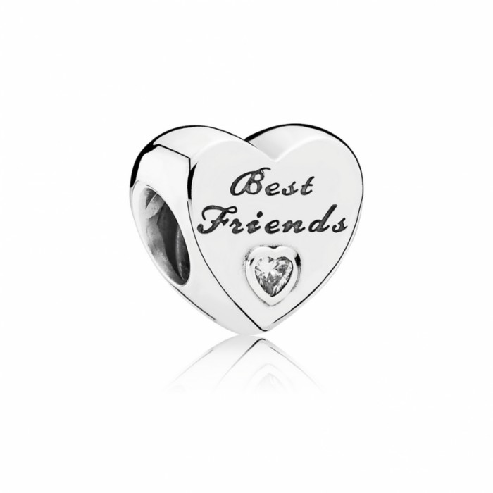 Pandora Charm-Friendship Heart-Clear CZ