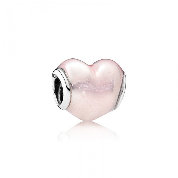 Pandora Charm-Glittering Heart-S t Pink Enamel