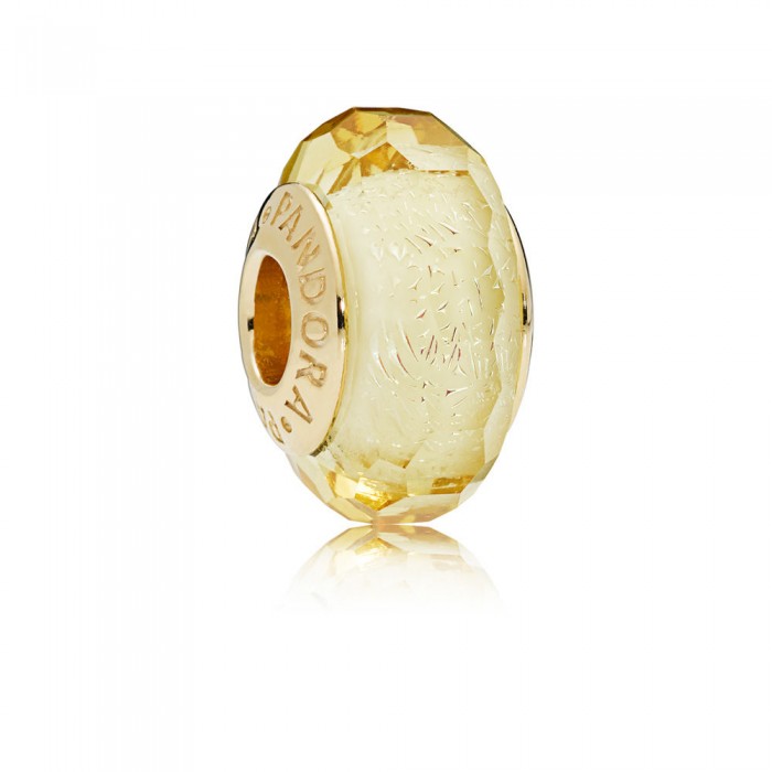 Pandora Charm-Golden Faceted Murano Glass