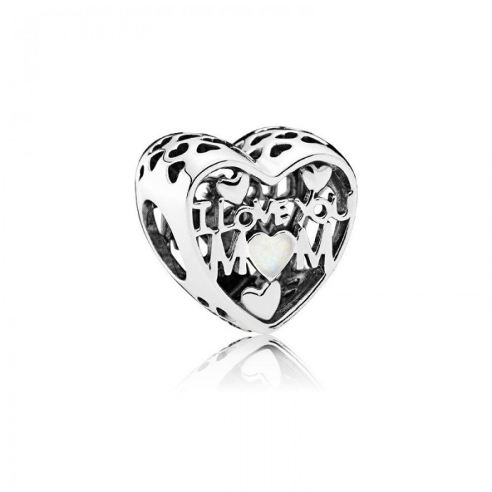 Pandora Charm-Love for Mother-Silver Enamel