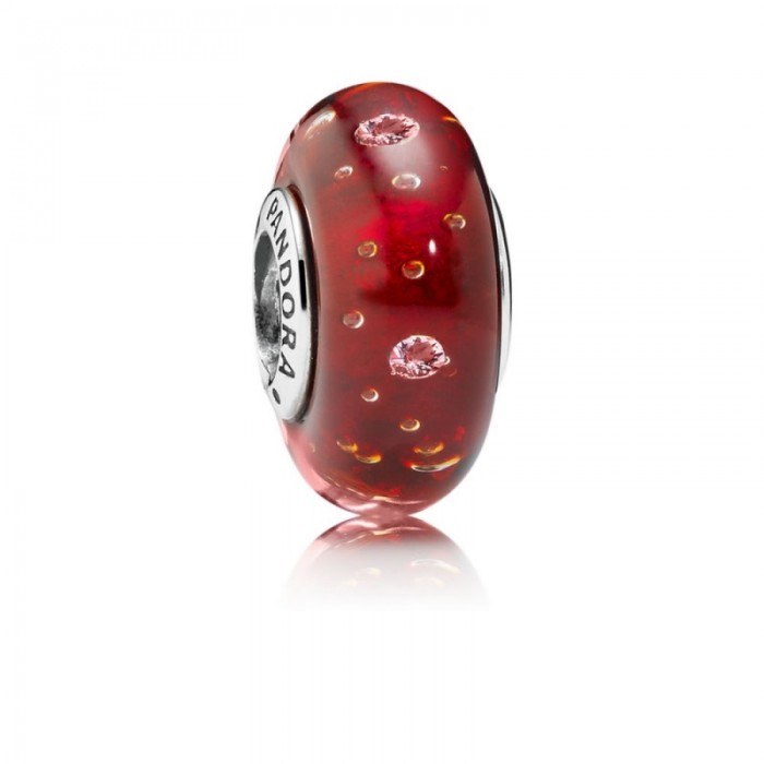 Pandora Charm-Red Effervescence-Murano Glass Clear CZ