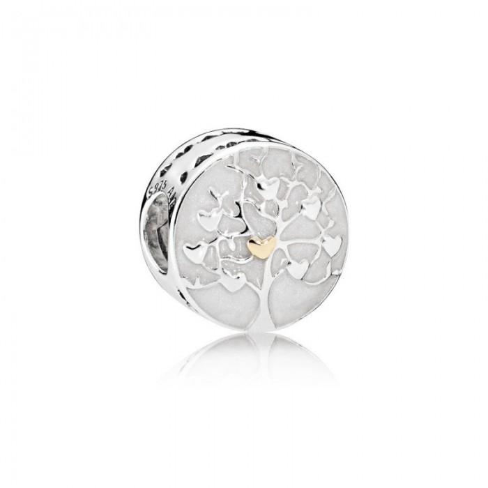 Pandora Charm-Tree Hearts-Silver Enamel