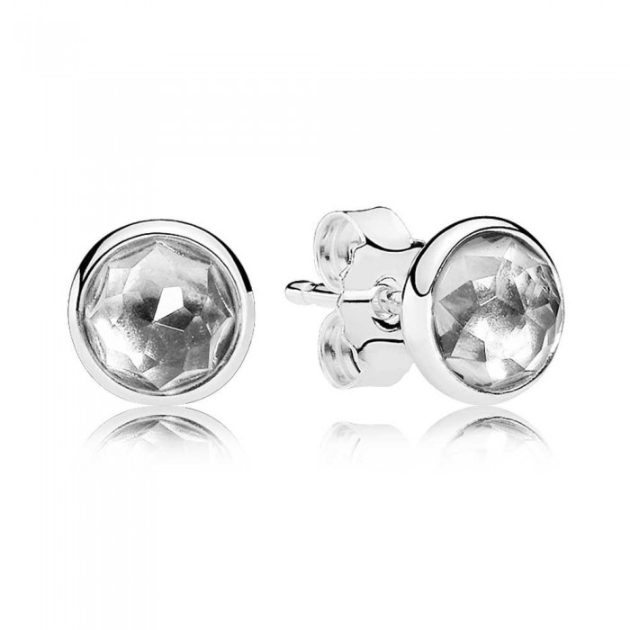 Pandora Earring-April Birthstone Rock Crystal Droplet-925 Silver