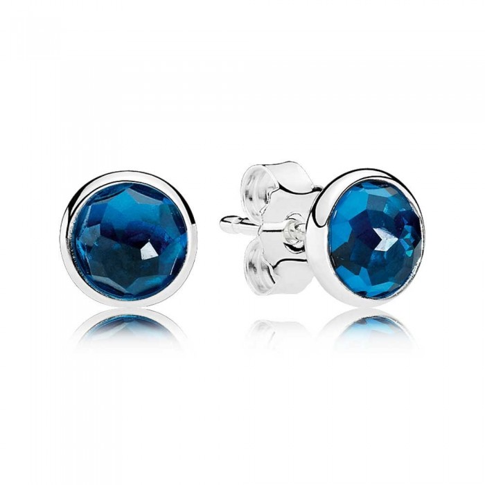 Pandora Earring-December Birthstone Blue Crystal Droplet