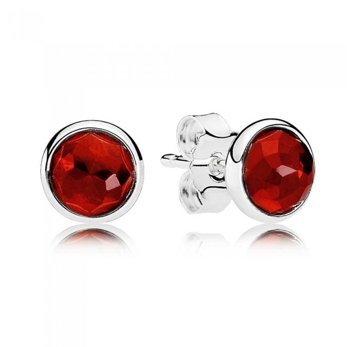 Pandora Earring-July Birthstone Ruby Droplet-925 Silver
