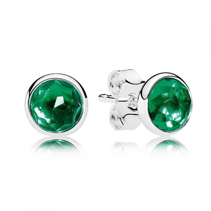 Pandora Earring-May Birthstone Green Crystal Droplet
