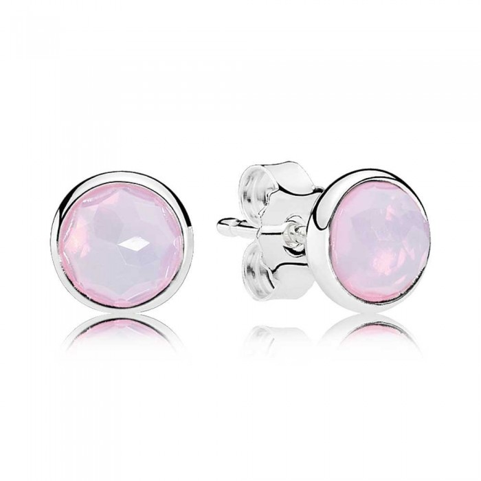 Pandora Earring-October Birthstone Pink Crystal Droplet-925 Silver