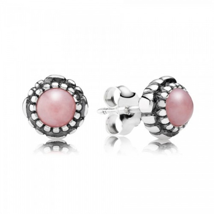 Pandora Earring-October Birthstone Pink Opal Birthstone Stud