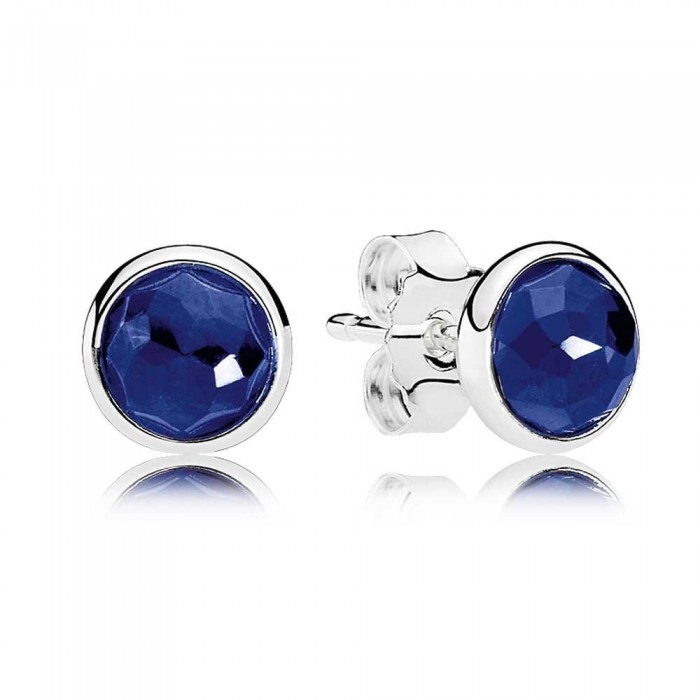 Pandora Earring-September Birthstone Sapphire Droplet-925 Silver