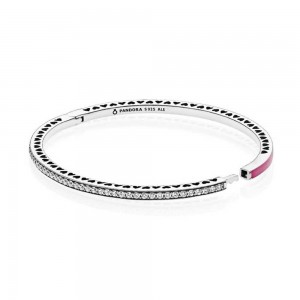 Pandora Bracelet-Cerise Radiant Hearts Of Love Bangle