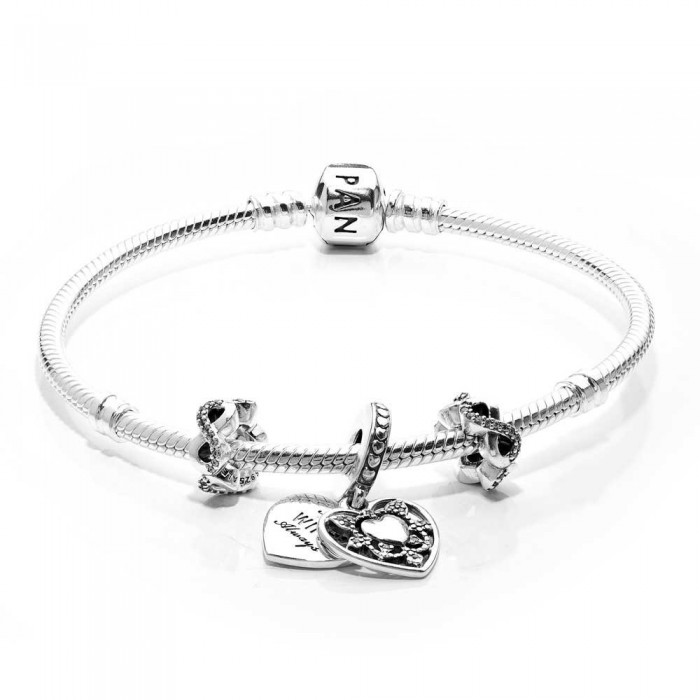 Pandora Bracelet-My Wife Always Love Complete-Cubic Zirconia-Silver