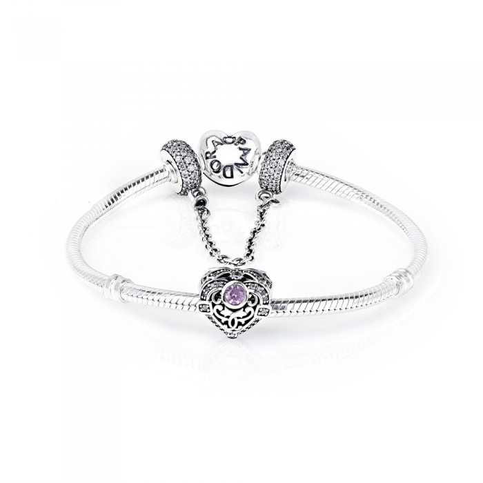 Pandora Bracelet-Opulent Heart Love Complete-CZ-Silver
