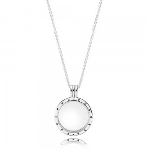 Pandora Necklace-September Petite Memories Birthstone Locket-Silver