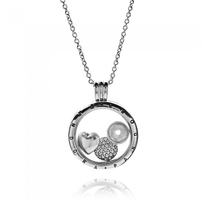 Pandora Necklace-Silver April Petite Memories Birthstone Locket