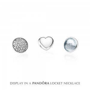 Pandora Necklace-Silver March Petite Memories Birthstone Locket