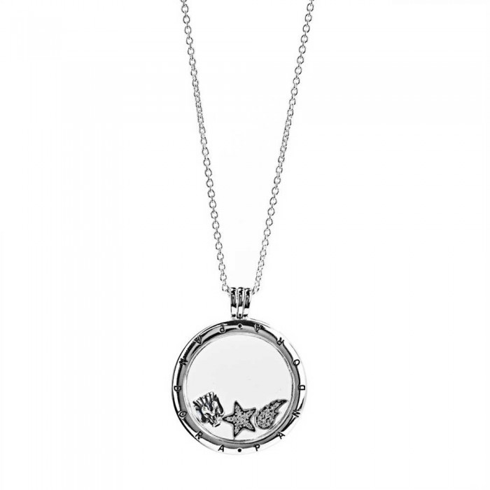 Pandora Necklace-Silver Petite Memories Large Starry Locket